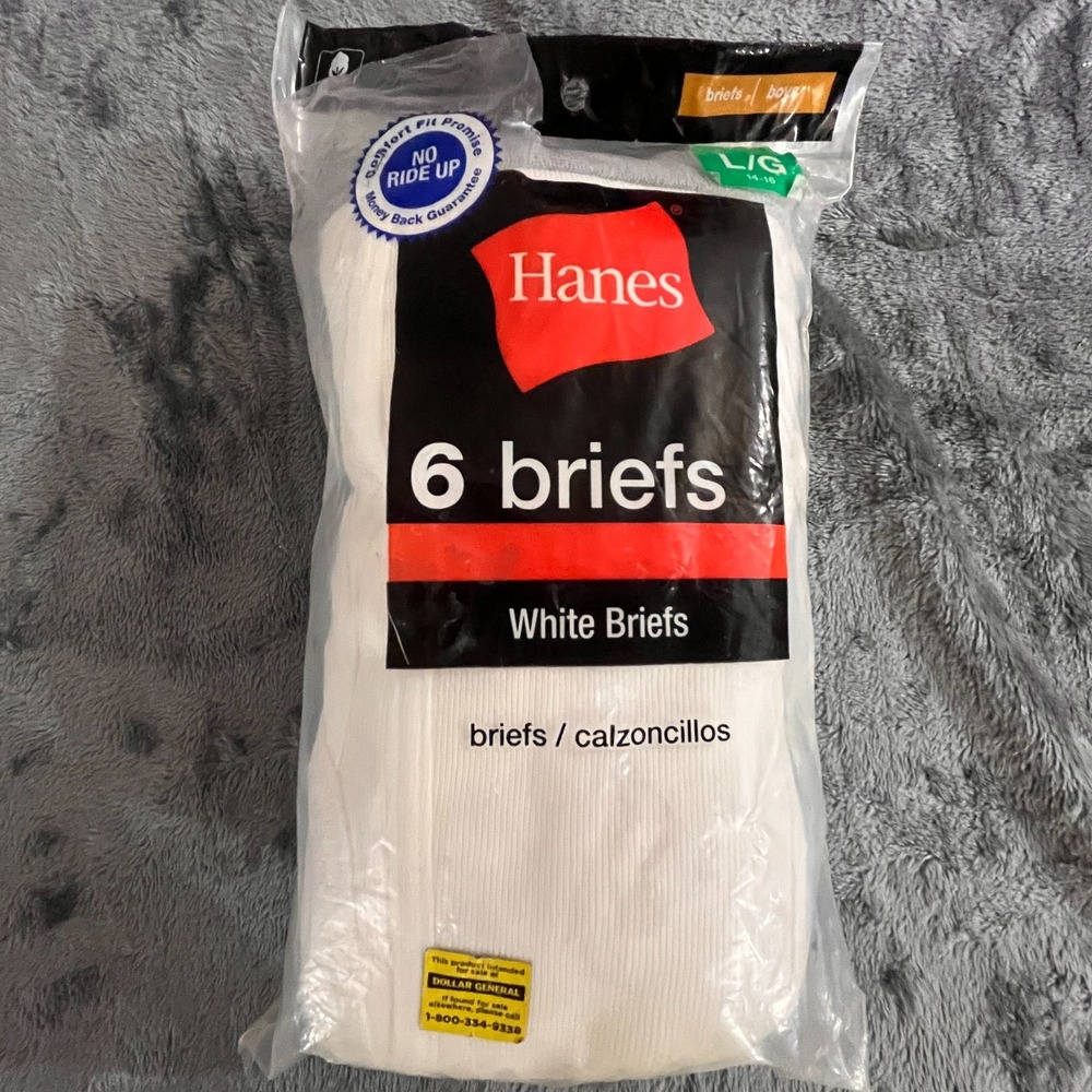 HANES 6-Pack Cotton Comfort Fit No Ride Up Briefs Boy's Size L/G (14-16)